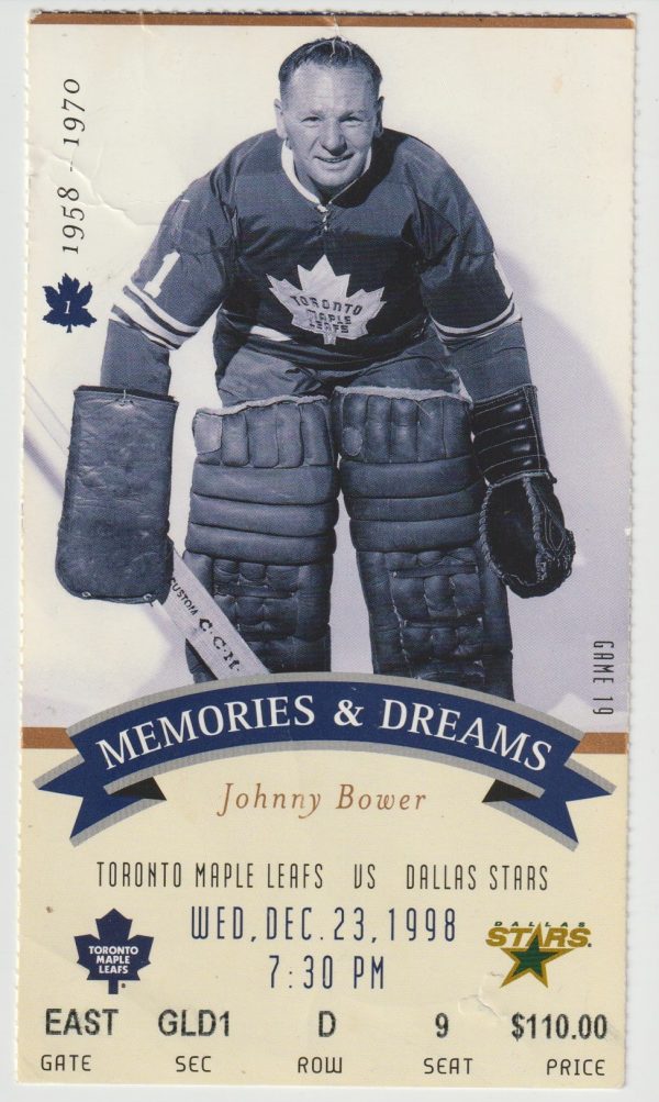 1998 Mike Modano Hat Trick Ticket Stub vs Maple Leafs Dec 23
