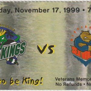 1999 ECHL Jacksonville Lizard Kings ticket stub vs Mississippi Sea Wolves 11/17