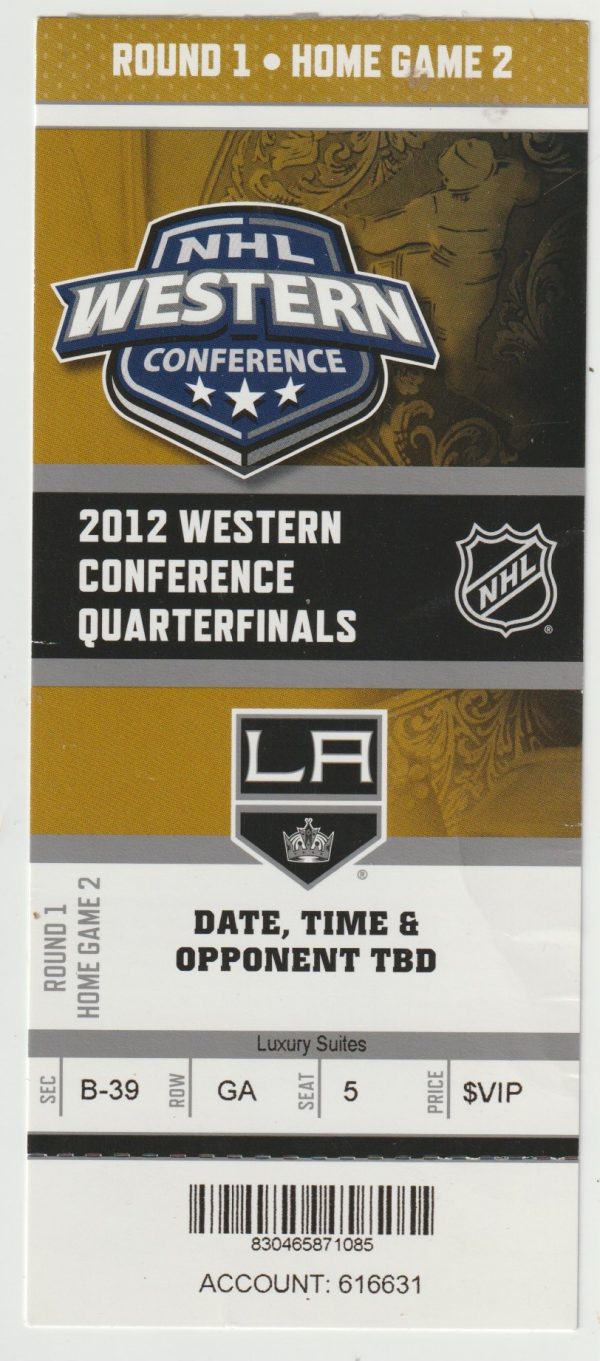 2012 Los Angeles Kings playoffs Game 4 ticket vs Vancouver Henrik Sedin
