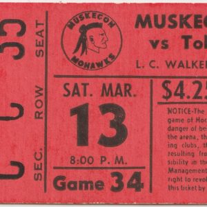 1977 IHL Muskegon Mohawks ticket stub vs Toledo Goaldiggers 3/13