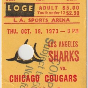 1973 WHA Los Angeles Sharks ticket stub vs Chicago Cougars Oct 18