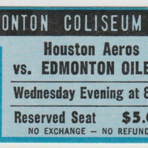 1976 WHA Edmonton Oilers ticket vs Houston Aeros Jan 28