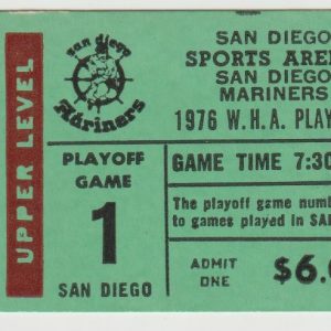 1976 WHA Playoffs San Diego Mariners Game 2 ticket stub Phoenix Roadrunners Apr 10