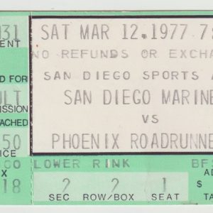 1977 WHA San Diego Mariners ticket stub Phoenix Roadrunners Mar 12