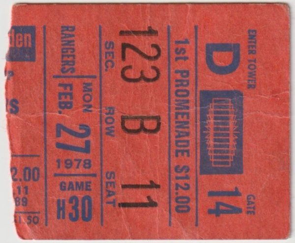 1978 New York Rangers ticket stub vs Atlanta Feb 27 Ron Duguay