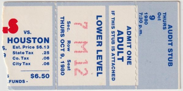 1980 CHL Birmingham Bulls ticket stub vs Houston Apollos Oct 9