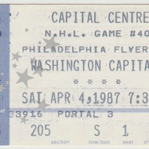 1987 Capitals Ticket Stub vs Flyers Apr 4 Mike Gartner