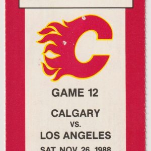 1988 Flames Ticket Stub vs Kings Nov 26 Wayne Gretzky Goal
