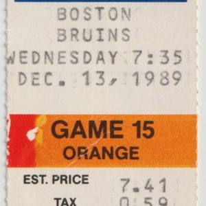 1989 Sabres Ticket Stub vs Bruins Dec 13 Ray Bourque
