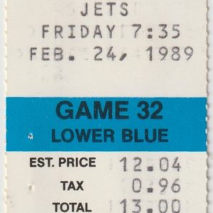 1989 Sabres ticket stub vs Jets Feb 24 Pierre Turgeon Dave Andreychuk