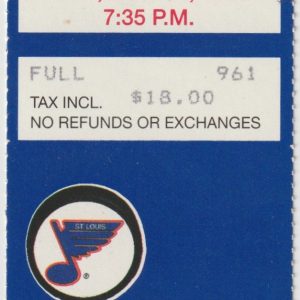 1992 Blues Ticket Stub vs Oilers Nov 10 Brett Hull