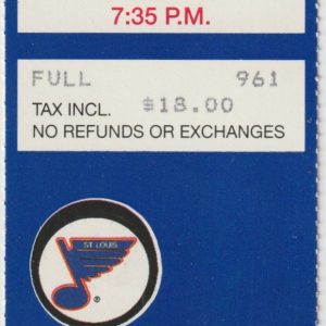 1992 Blues Ticket Stub vs Sharks Oct 26 Jeff Brown