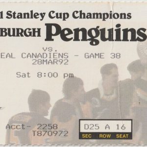 1992 Penguins Ticket Stub vs Canadiens Mar 28 Mario Lemieux