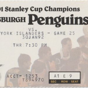 1992 Penguins Ticket Stub vs Islanders Jan 30 Recchi Trottier Turgeon
