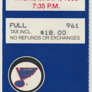 1993 Blues Ticket Stub vs Flames Mar 4 Brett Hull