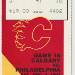 1993 Flames Ticket Stub vs Flyers Dec 4 Joe Nieuwendyk 2 G