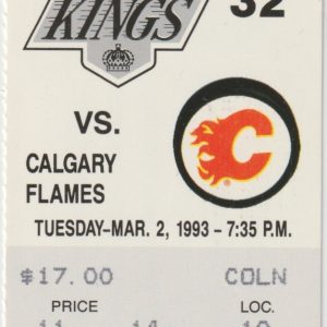 1993 Luc Robitaille Hat Trick Full Ticket Flames Mar 2 Gretzky 2 G