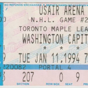 1994 Capitals Ticket Stub vs Maple Leafs Jan 11 Gilmour Andreychuk