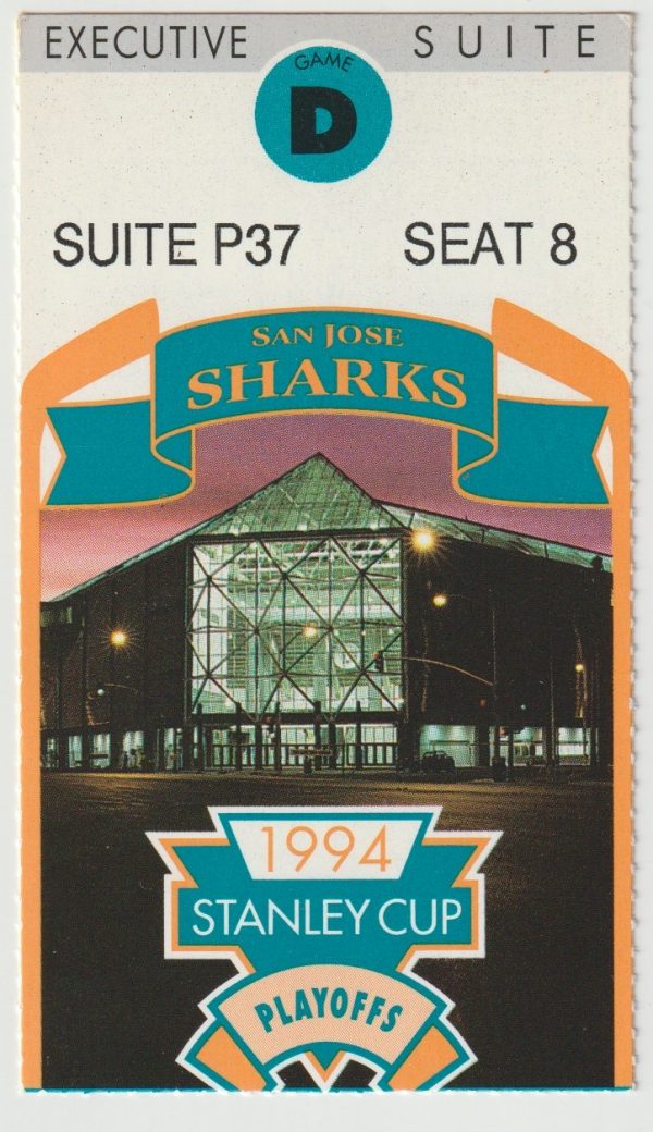 1994 Sharks 2nd Round Playoffs ticket stub vs Maple Leafs Ulf Dahlen Hat Trick