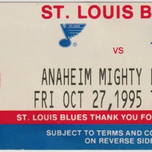 1995 Blues Ticket Stub vs Ducks Oct 27 Brett Hull