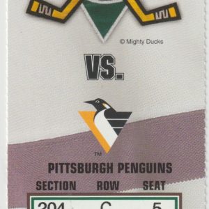 1995 Ducks Unused Ticket Penguins Dec 13 Mario Lemieux Goal
