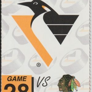 1996 Penguins Full Ticket Jagr 2 Goals  vs Blackhawks Feb 10