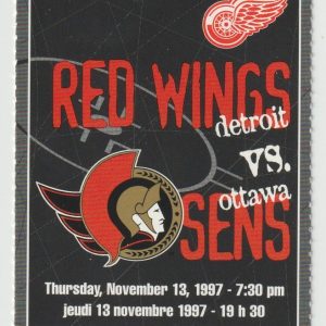 1997 Senators Ticket Stub vs Red Wings Nov 13 Steve Yzerman 2 Goals