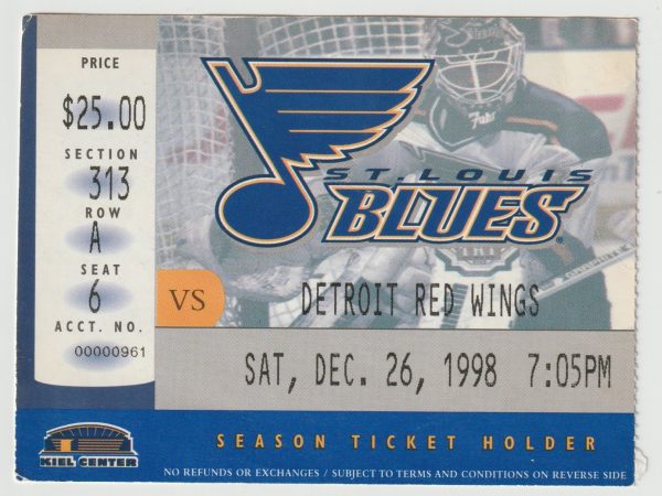 1998 Blues Ticket Stub vs Red Wings Dec 26 Igor Larionov