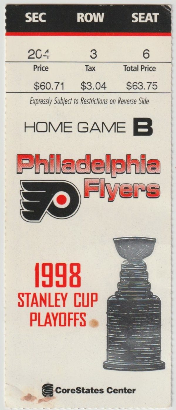 1998 Flyers 1st Round Game 2 ticket stub Sabres Eric Lindros