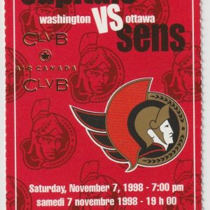 1998 Peter Bondra Hat Trick Ticket Stub Capitals Senators Nov 7