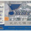 1998 Tommy Salo Shutout Ticket Stub vs Blues Oct 17 Bryan Berard
