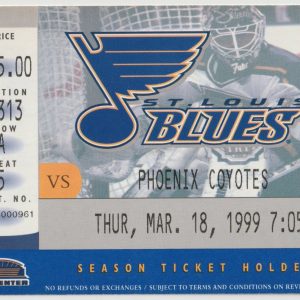 1999 Blues Ticket Stub vs Coyotes Mar 18 Pavol Demitra