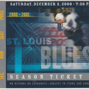 2000 Blues Ticket Stub vs Panthers Dec 2 Turgeon 2 G