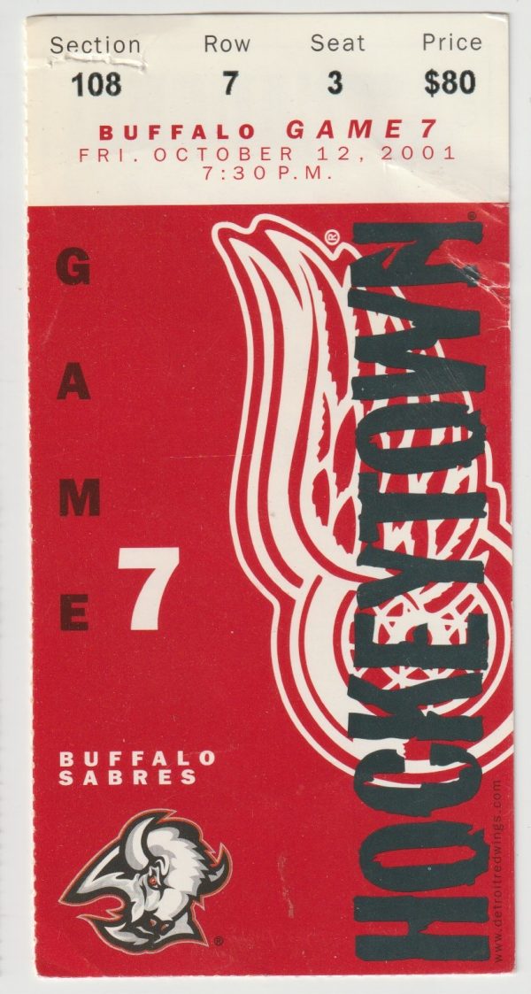 2001 Red Wings ticket stub vs Sabres Oct 12 Brendan Shanahan 2 G