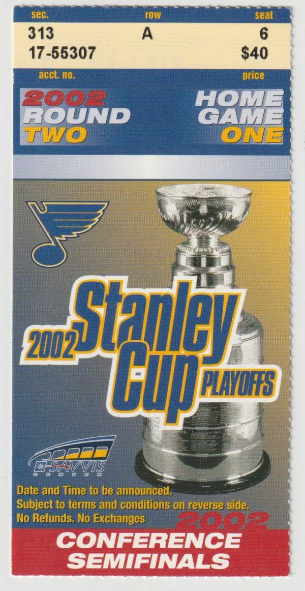 2002 Blues 2nd Round Game 3 Ticket Stub vs Red Wings Tkachuk Hat Trick
