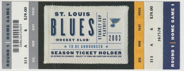 2003 St. Louis Blues 1st Round Game 3 Ticket Stub vs Vancouver Canucks