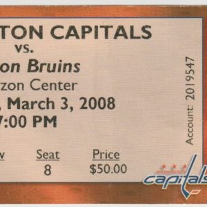 2008 Alex Ovechkin Hat Trick Ticket Capitals Bruins Mar 3