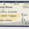 2009 Blues Ticket Stub vs Jackets Apr 10 Keith Tkachuk 2 Goals