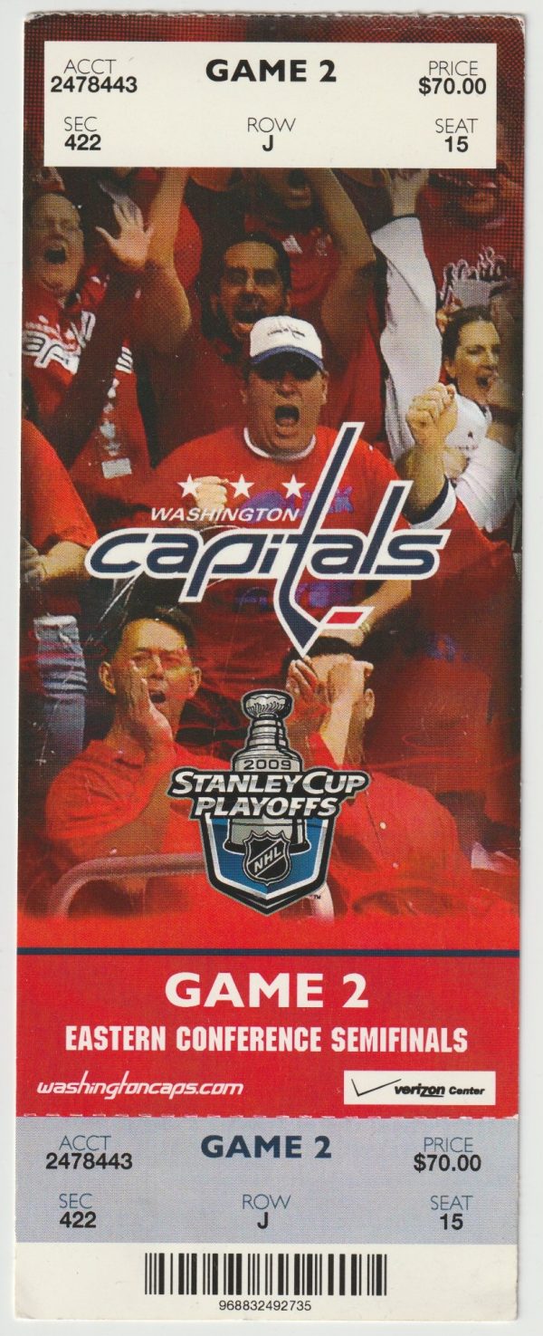 2009 Capitals Pens 2nd Round Ticket Crosby Ovechkin Hat Tricks