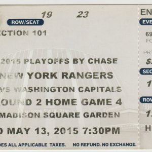 2015 Rangers Playoffs Ticket Stub vs Capitals May 13 Alex Ovechkin