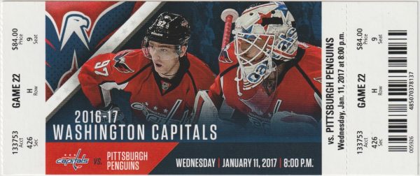 2017 Alex Ovechkin 2 G 1000th Point Full Ticket Capitals Penguins Jan 11