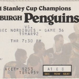 1992 Penguins Ticket Stub vs Nordiques Mar 19 Lemieux Jagr 2 G each