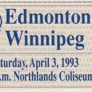 1993 Oilers ticket stub vs Jets Apr 3 Keith Tkachuk 30th Career Goal