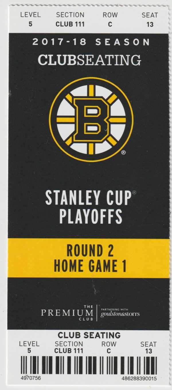 2018 Bruins 2nd Round Game 3 Ticket Stub vs Lightning May 2 Stamkos