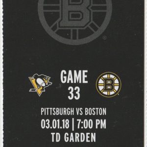 2018 Bruins Full Ticket vs Penguins Mar 1 Sidney Crosby